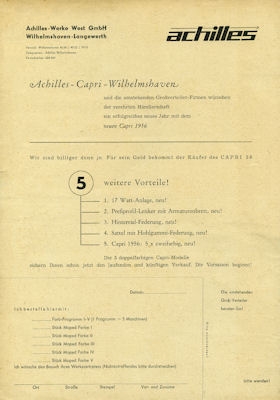 Achilles Moped Capri brochure 1956