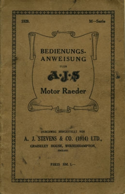 AJS 350 ccm M-Modelle Bedienungsanleitung 1929