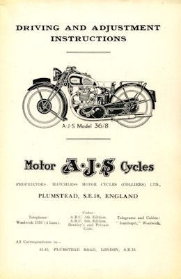 AJS Owner`s manuel 1936