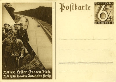 Postcard 1000 km Autobahn 1936