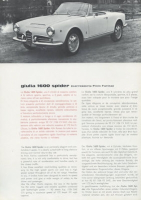 Alfa-Romeo Giulia 1600 Spider Prospekt ca. 1965
