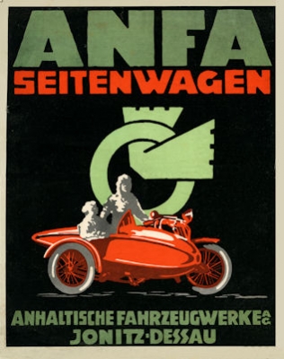 Anfa Seitenwagen Prospekt 1920er Jahre