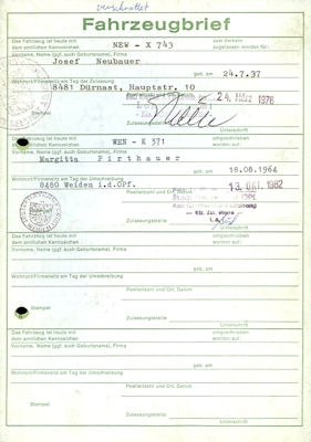 Audi 80 Original Fahrzeugbrief 1976