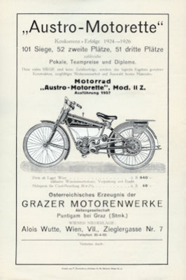 Austro Motorette Prospekt 1927