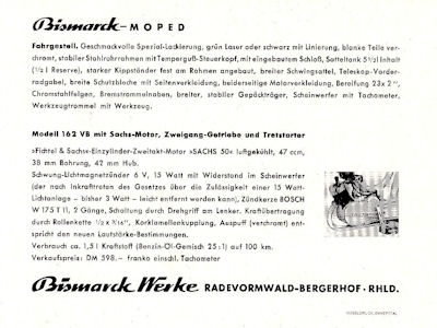 Bismarck Moped Prospekt 1950er Jahre