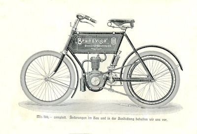 Brunsviga Motorzweirad 2,25 HP owner`s manual ca. 1903