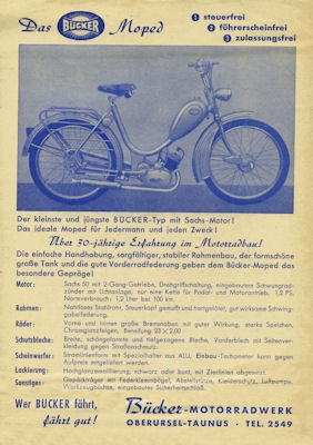 Bücker Moped Prospekt ca. 1953