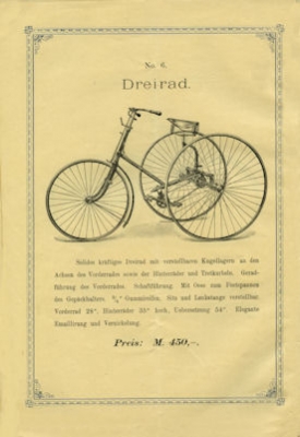 Claes & Flentje bicycle program 1890