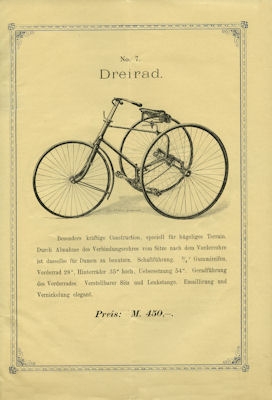 Claes & Flentje Fahrrad Programm 1890