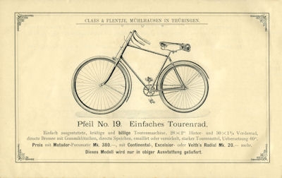 Claes & Flentje Pfeil bicycle program 1895