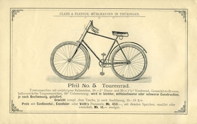 Claes & Flentje Pfeil Fahrrad Programm 1895