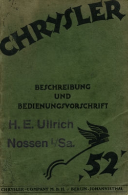 Chrysler 52 Bedienungsanleitung 1927