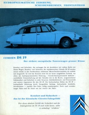 Citroen DS 19 Prospekt ca. 1961