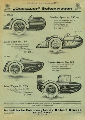 Dessauer sidecar brochure 1935