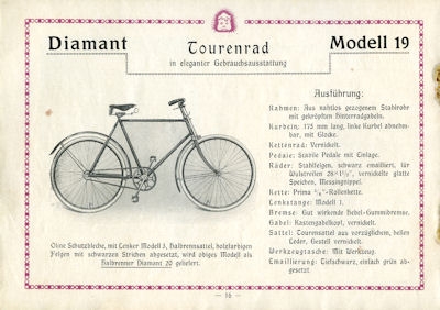 Diamant Fahrräder Programm 1922