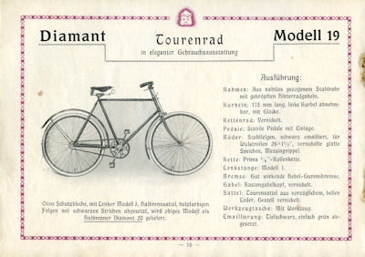 Diamant bicycle program 1922
