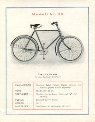 Diamant Fahrrad Programm 1920er Jahre
