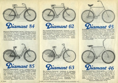 Diamant bicycle program ca. 1933