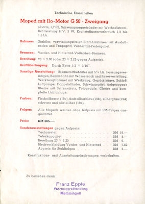Dixi Moped Prospekt 1950er Jahre