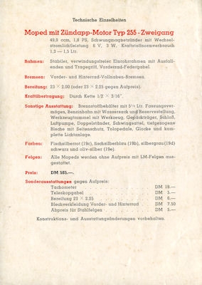 Dixi Moped Prospekt 1950er Jahre