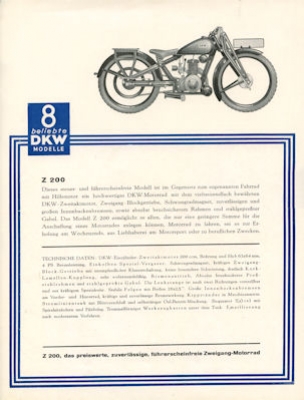 8 beliebte DKW Modelle Program 1932