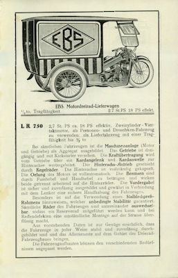 EBS LR 250 / 400 / 750 Prospekt 1920er Jahre
