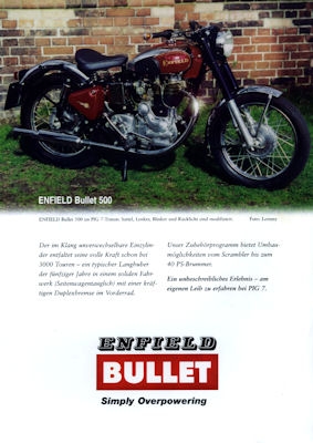 Enfield Bullet 500 Bullet brochure 1990s