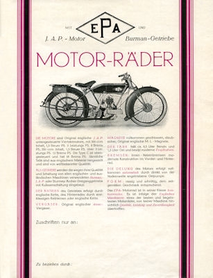 EPA 300/350 ccm brochure 1920s