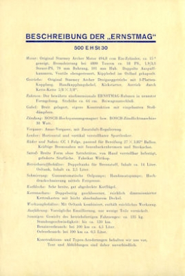 Ernst-MAG 500 EHSt30 brochure ca. 1930