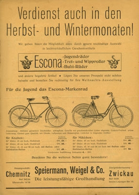 Esweco Jugendräder Prospekt ca. 1937