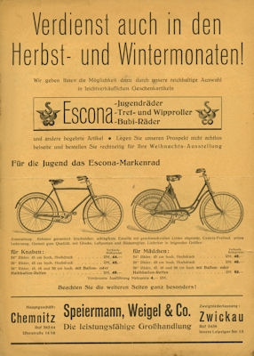 Esweco youth-bicycle brochure ca. 1937