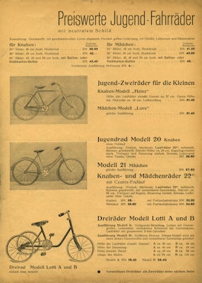 Esweco Jugendräder Prospekt ca. 1937