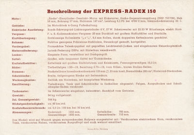 Express Radex 150 Prospekt 1950er Jahre