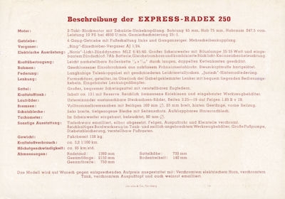 Express Radex 250 Prospekt 1950er Jahre