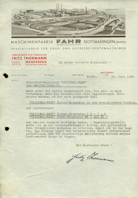 Fahr letter 1938