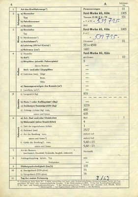 Ford Taunus 12 M P 4C Original Fahrzeugbrief 1963