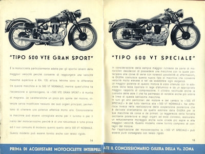 Gilera program 1938