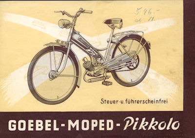 Goebel Moped Pikkolo Prospekt 1950er Jahre