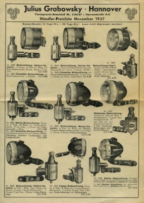 Grabowsky Bicycle lighting 1938