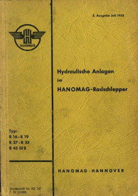 Hanomag owner`s manuel for Hydraulic cutting equipment 7.1955