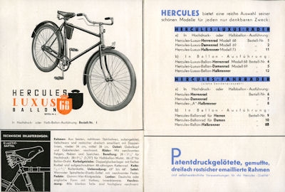 Hercules Fahrrad Programm 1930er Jahre