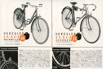 Hercules Fahrrad Programm 1930er Jahre