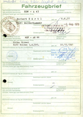 Honda Civic (Typ SB 2) Original Fahrzeugbrief 1978