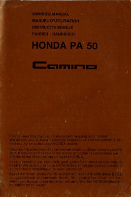 Honda PA 50 Camino owner`s manuel 1978