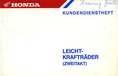 Honda Kundendienstheft Leichtkrafträder 1987