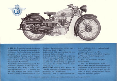 Horex SB 35 Prospekt ca. 1949