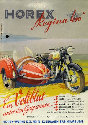 Horex Regina 400 Gespann brochure 1954