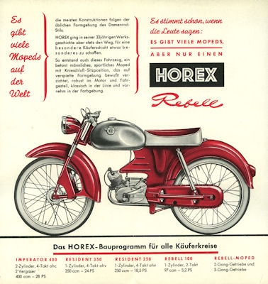 Horex Moped Rebell Prospekt ca. 1956