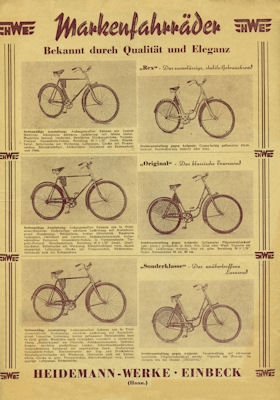 HWE Fahrrad Programm 1950er Jahre