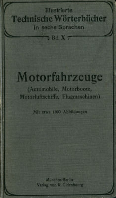 Illustrierte Technische Wörterbucher Motorfahrzeuge 1910